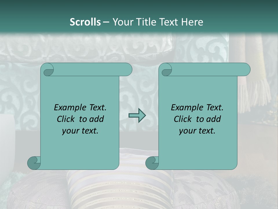 A Blue Couch With Pillows On Top Of It PowerPoint Template