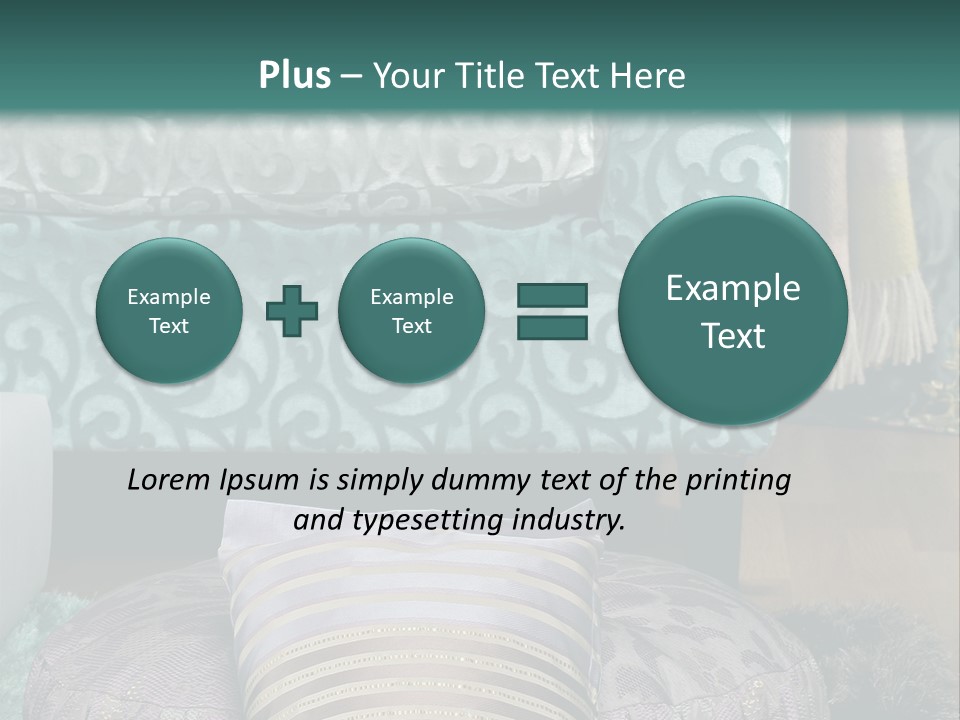 A Blue Couch With Pillows On Top Of It PowerPoint Template