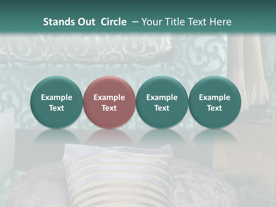 A Blue Couch With Pillows On Top Of It PowerPoint Template