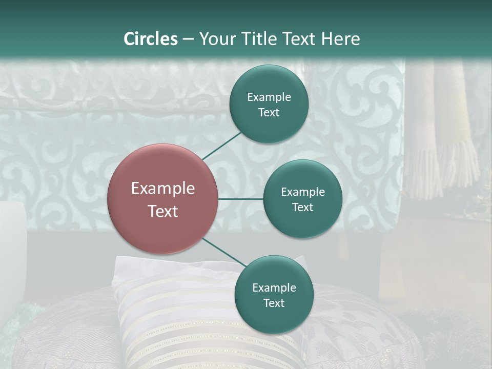 A Blue Couch With Pillows On Top Of It PowerPoint Template