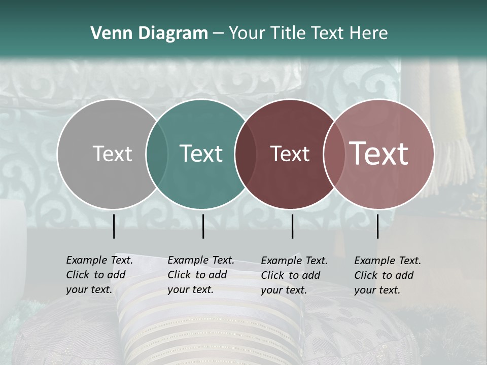 A Blue Couch With Pillows On Top Of It PowerPoint Template