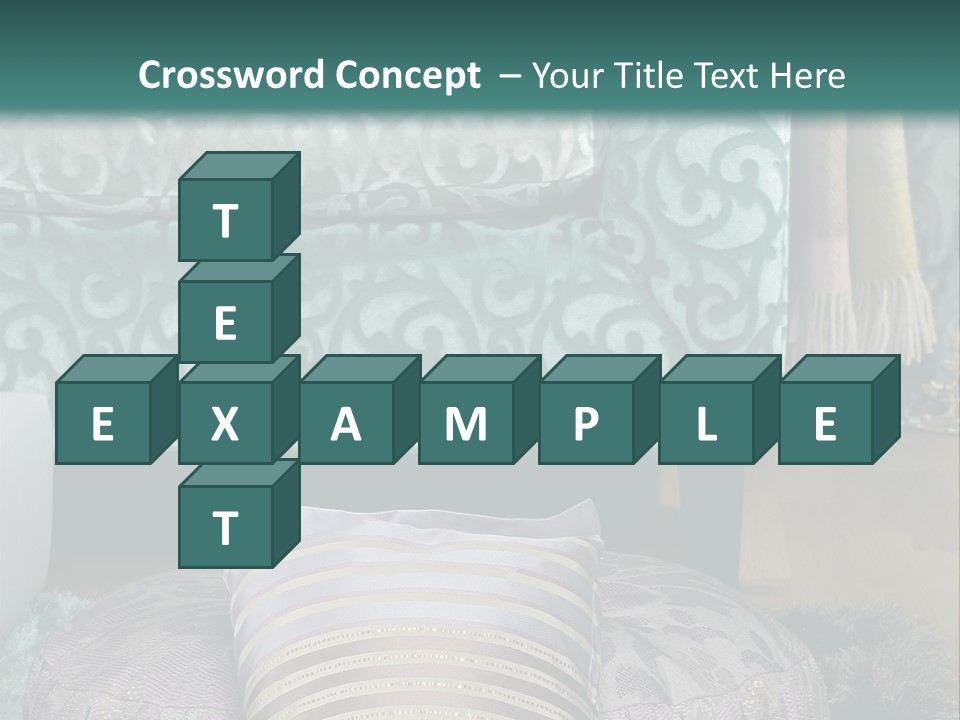 A Blue Couch With Pillows On Top Of It PowerPoint Template