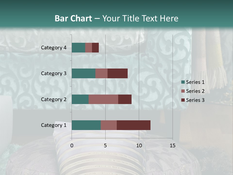 A Blue Couch With Pillows On Top Of It PowerPoint Template