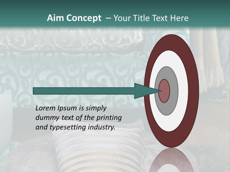 A Blue Couch With Pillows On Top Of It PowerPoint Template