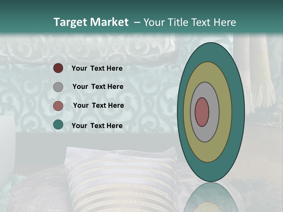 A Blue Couch With Pillows On Top Of It PowerPoint Template