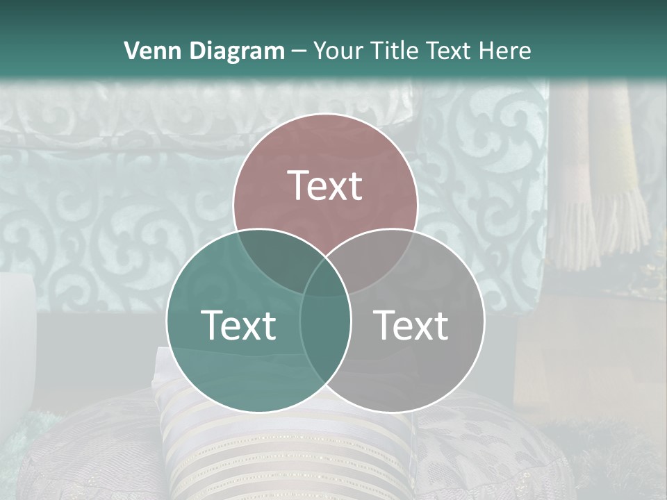 A Blue Couch With Pillows On Top Of It PowerPoint Template