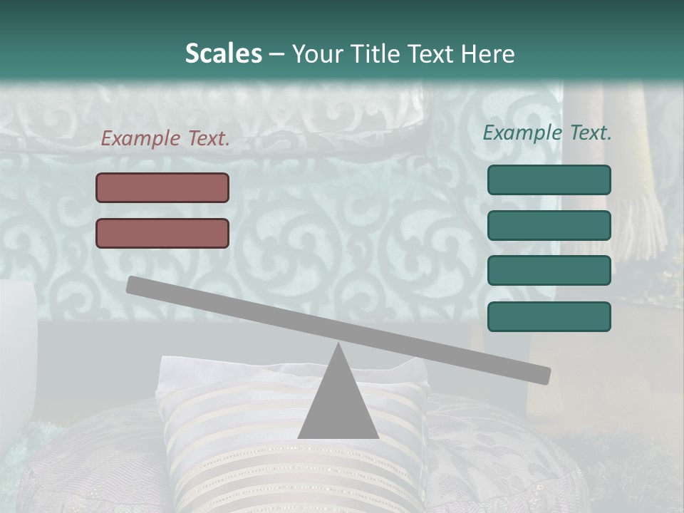 A Blue Couch With Pillows On Top Of It PowerPoint Template