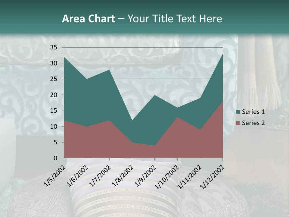 A Blue Couch With Pillows On Top Of It PowerPoint Template