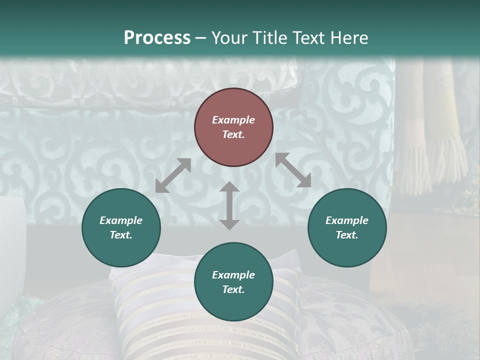 A Blue Couch With Pillows On Top Of It PowerPoint Template