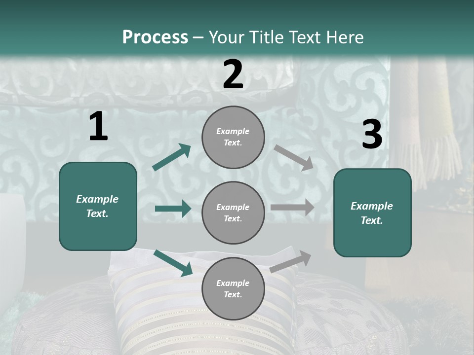 A Blue Couch With Pillows On Top Of It PowerPoint Template