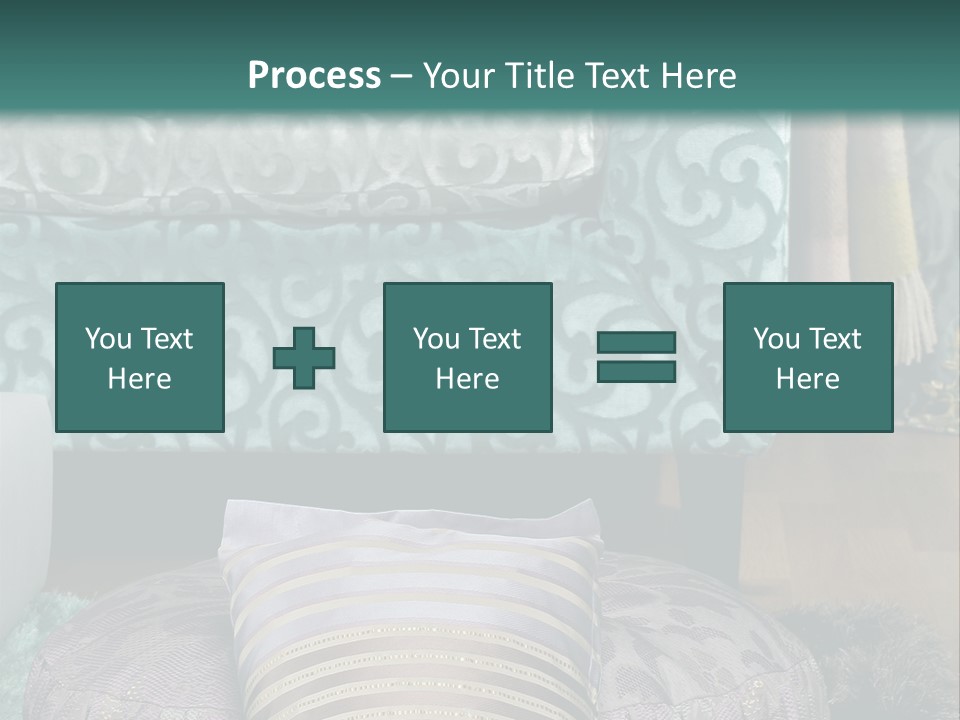 A Blue Couch With Pillows On Top Of It PowerPoint Template