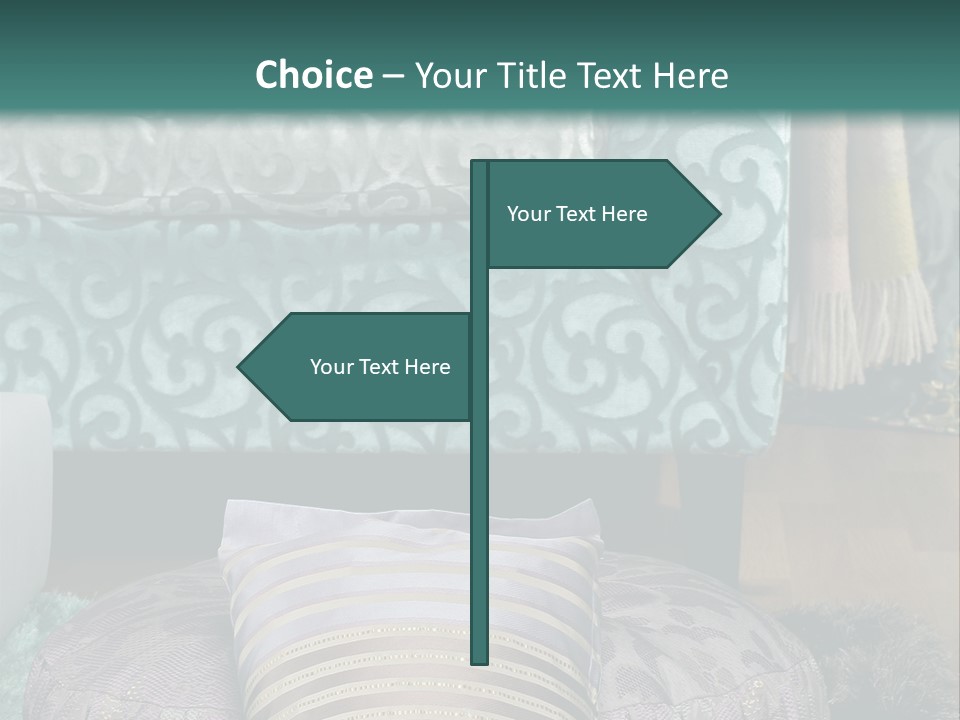 A Blue Couch With Pillows On Top Of It PowerPoint Template