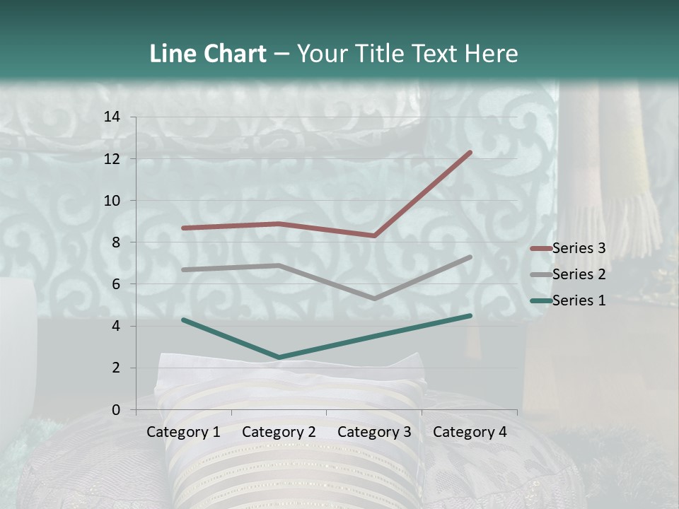 A Blue Couch With Pillows On Top Of It PowerPoint Template