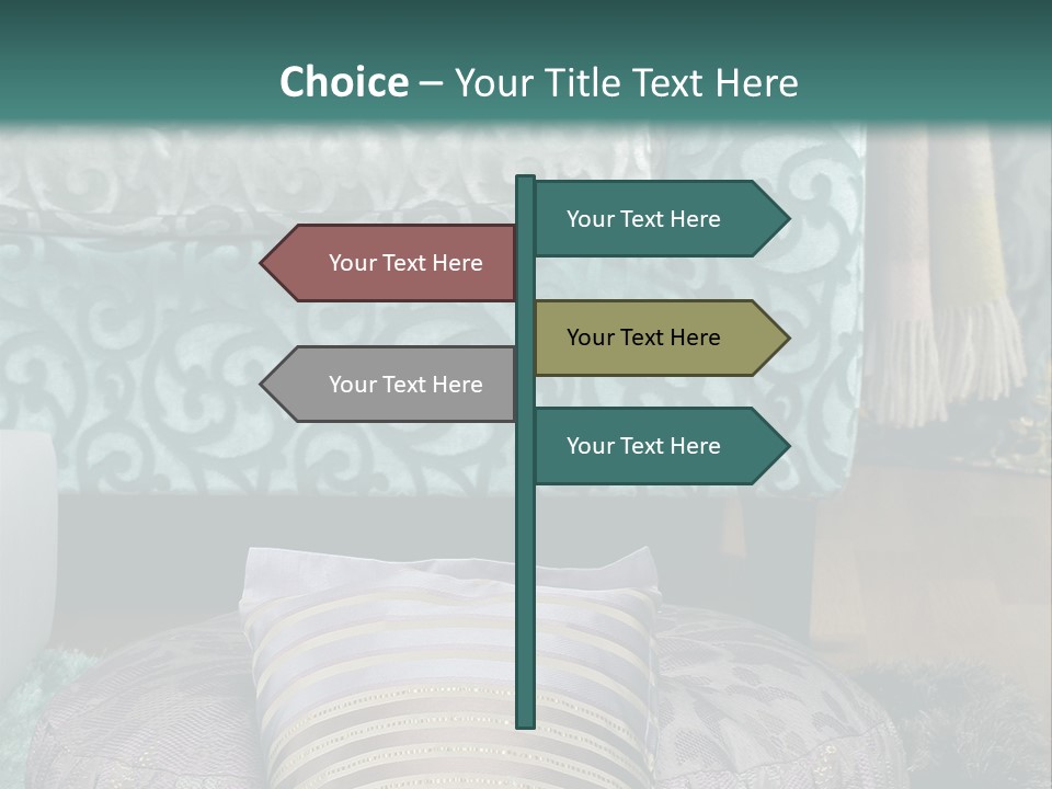 A Blue Couch With Pillows On Top Of It PowerPoint Template