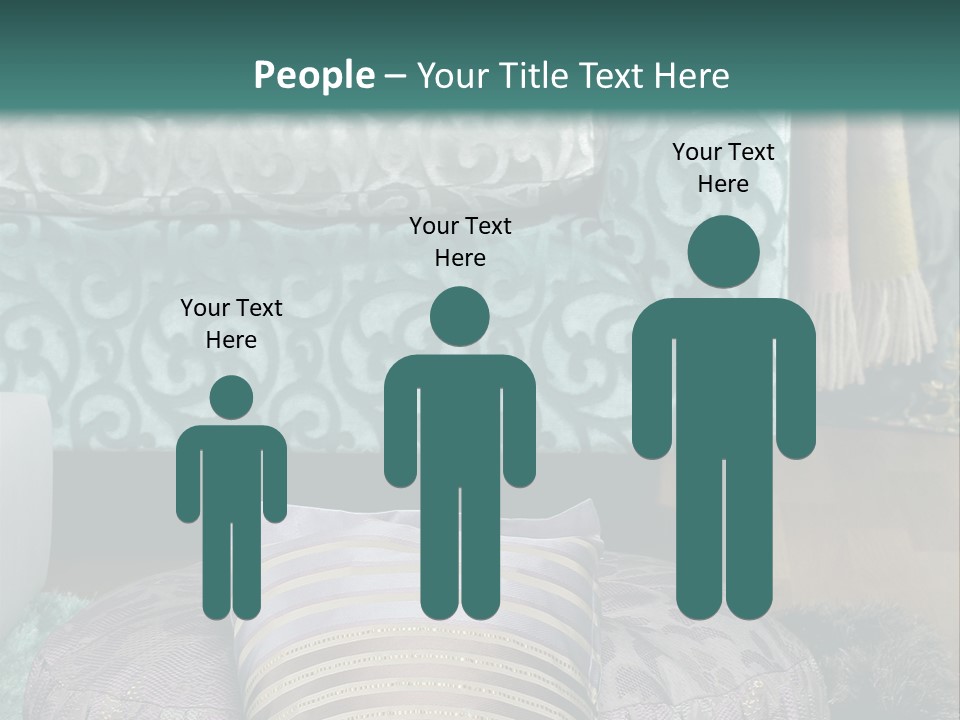 A Blue Couch With Pillows On Top Of It PowerPoint Template