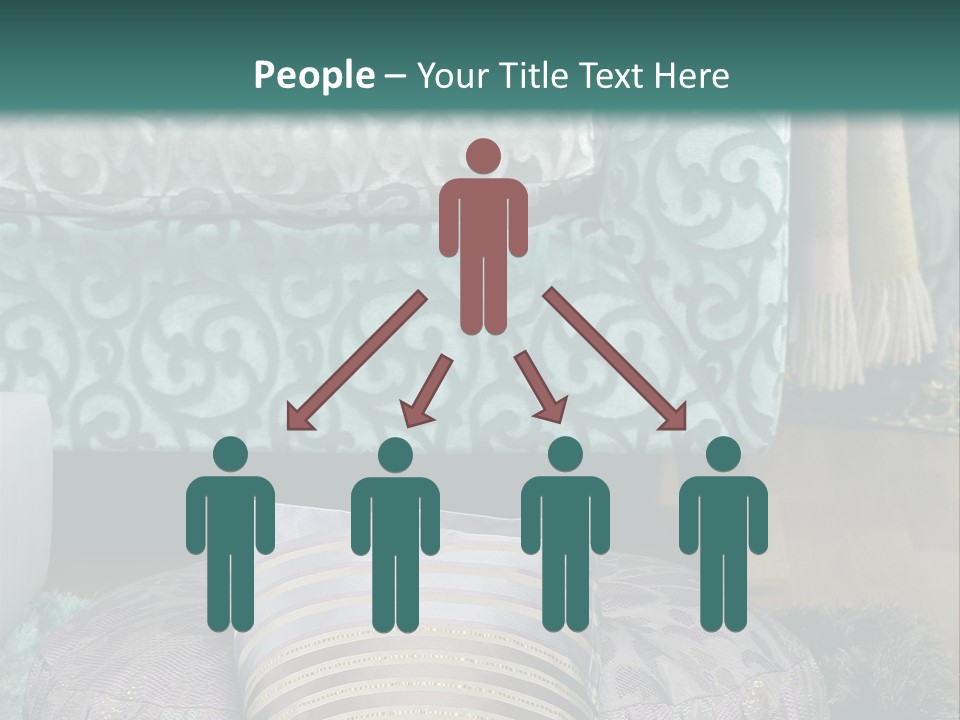 A Blue Couch With Pillows On Top Of It PowerPoint Template