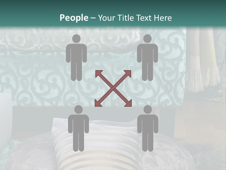 A Blue Couch With Pillows On Top Of It PowerPoint Template