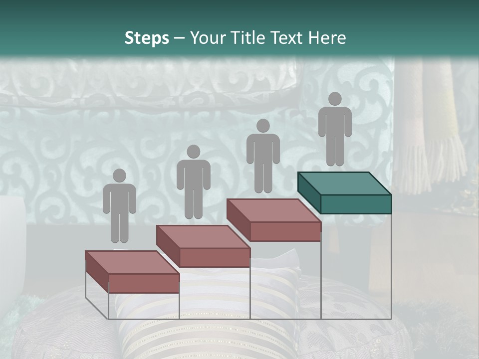 A Blue Couch With Pillows On Top Of It PowerPoint Template