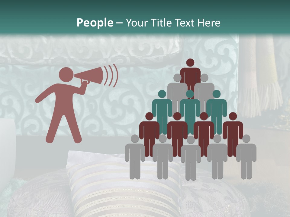 A Blue Couch With Pillows On Top Of It PowerPoint Template