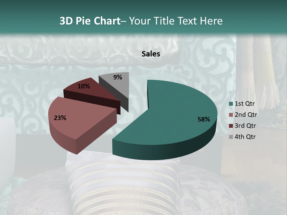 A Blue Couch With Pillows On Top Of It PowerPoint Template
