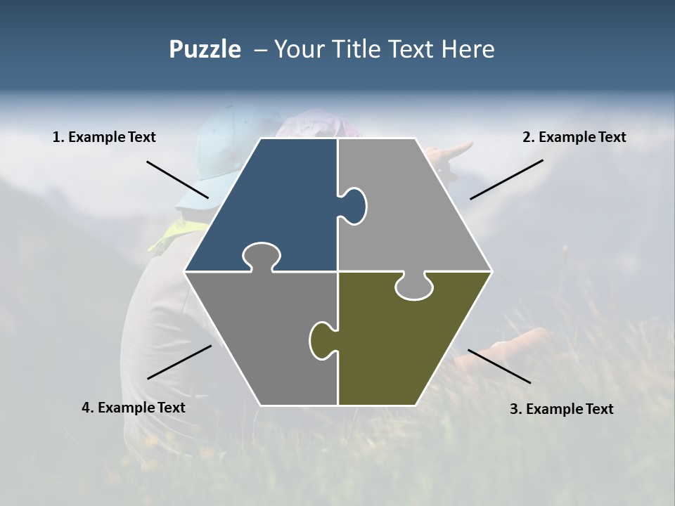 A Couple Of People Sitting On Top Of A Grass Covered Field PowerPoint Template