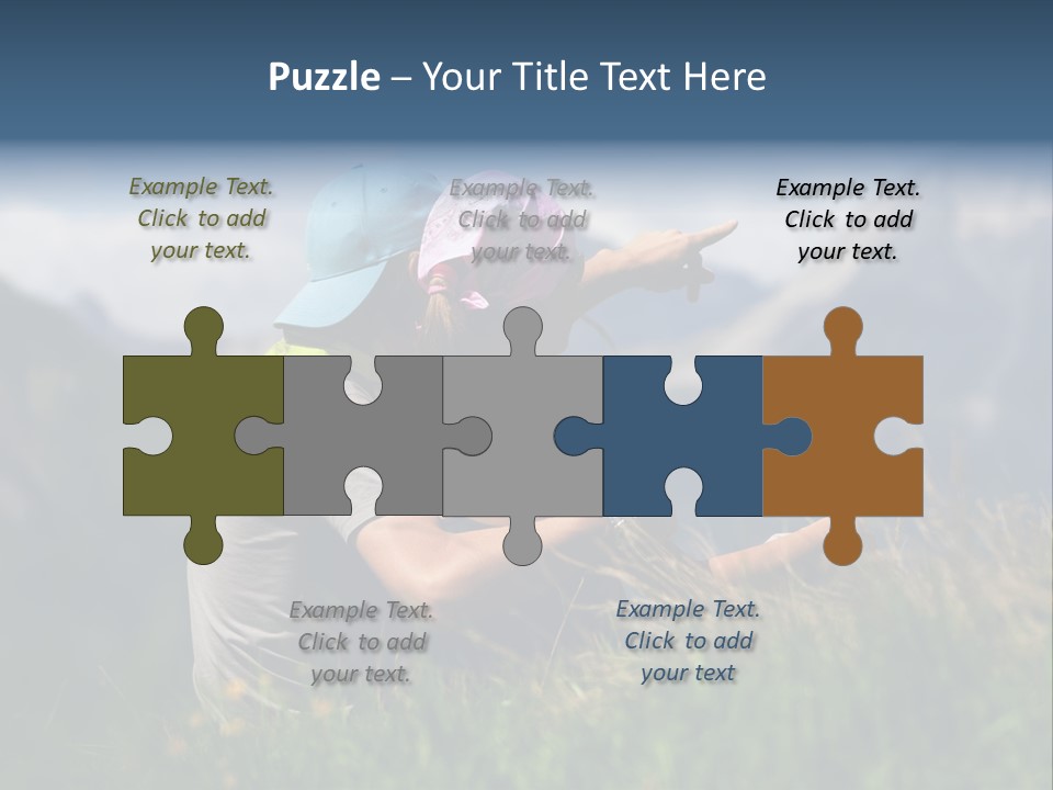 A Couple Of People Sitting On Top Of A Grass Covered Field PowerPoint Template