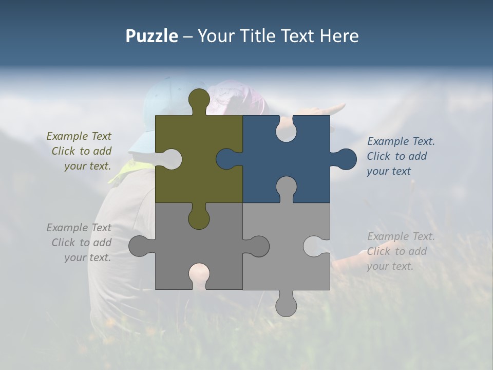 A Couple Of People Sitting On Top Of A Grass Covered Field PowerPoint Template