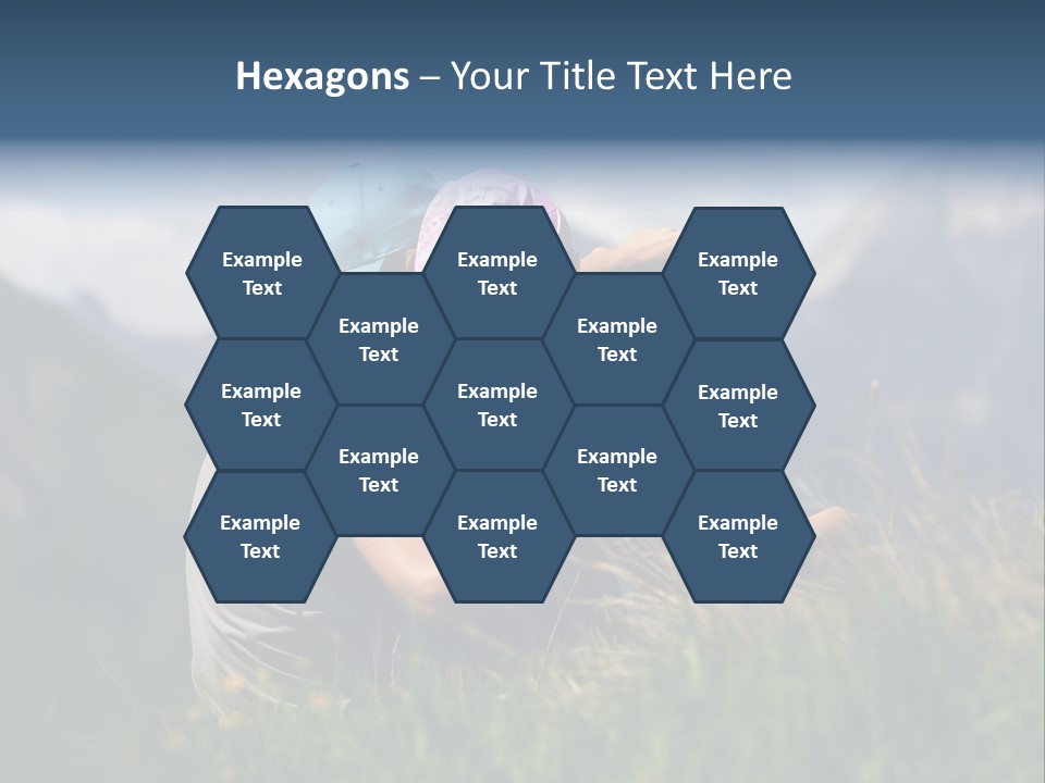 A Couple Of People Sitting On Top Of A Grass Covered Field PowerPoint Template