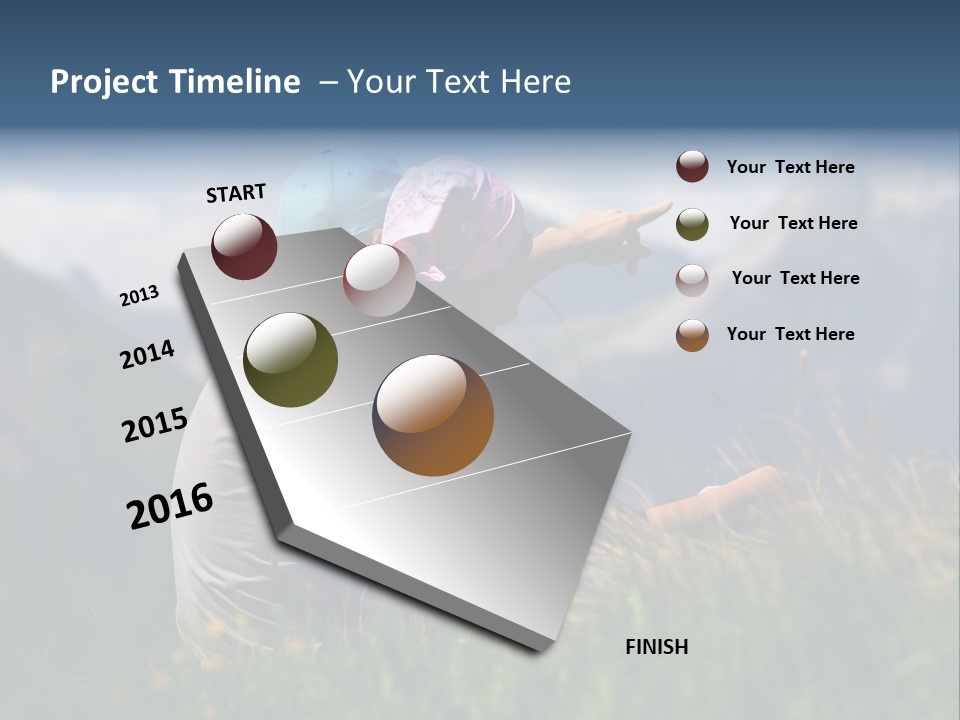 A Couple Of People Sitting On Top Of A Grass Covered Field PowerPoint Template