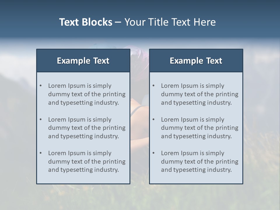 A Couple Of People Sitting On Top Of A Grass Covered Field PowerPoint Template