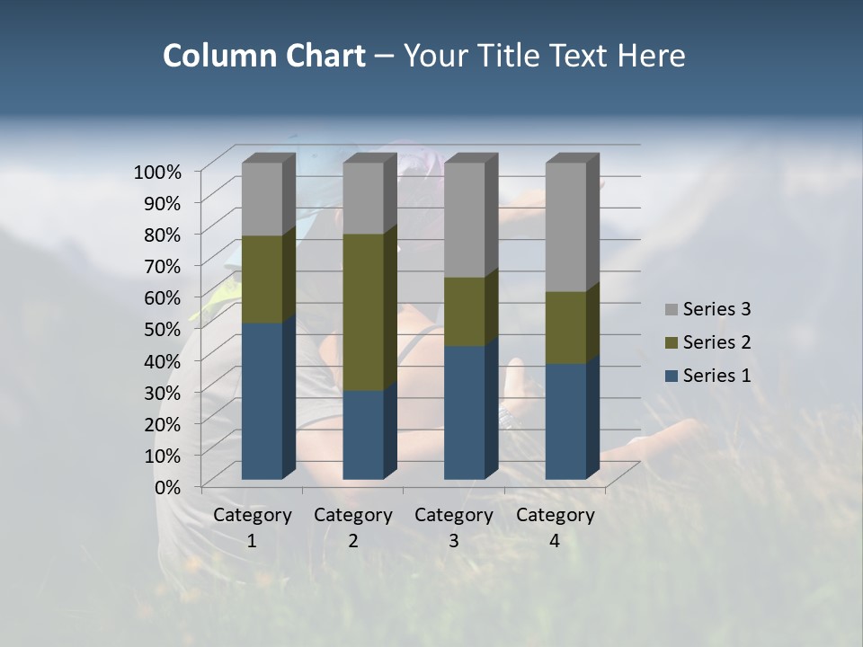 A Couple Of People Sitting On Top Of A Grass Covered Field PowerPoint Template