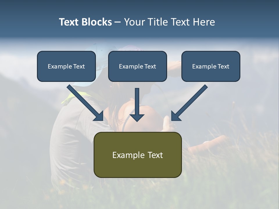A Couple Of People Sitting On Top Of A Grass Covered Field PowerPoint Template