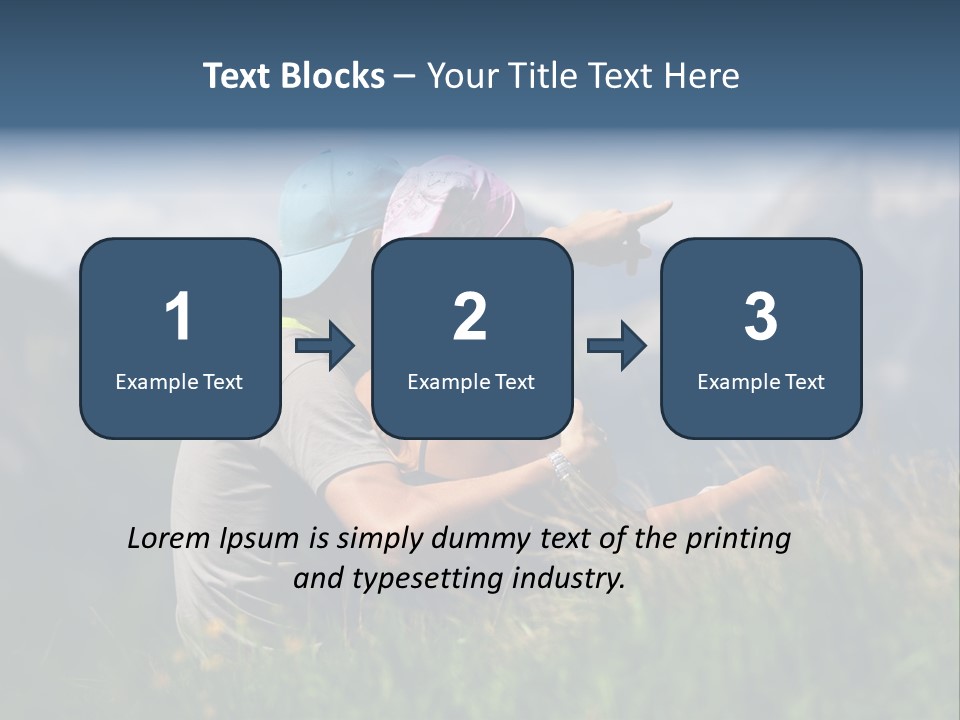 A Couple Of People Sitting On Top Of A Grass Covered Field PowerPoint Template
