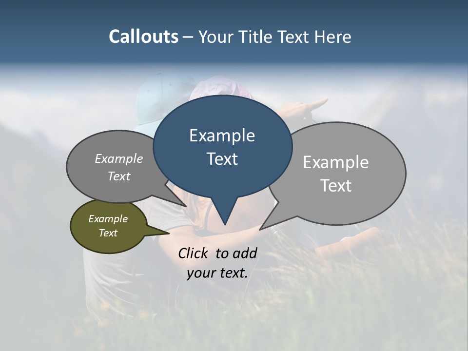 A Couple Of People Sitting On Top Of A Grass Covered Field PowerPoint Template