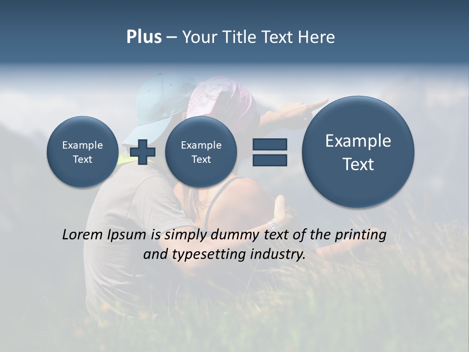 A Couple Of People Sitting On Top Of A Grass Covered Field PowerPoint Template