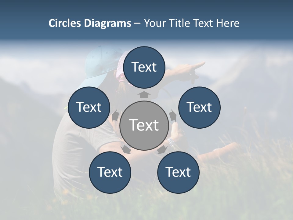 A Couple Of People Sitting On Top Of A Grass Covered Field PowerPoint Template