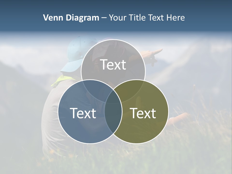 A Couple Of People Sitting On Top Of A Grass Covered Field PowerPoint Template