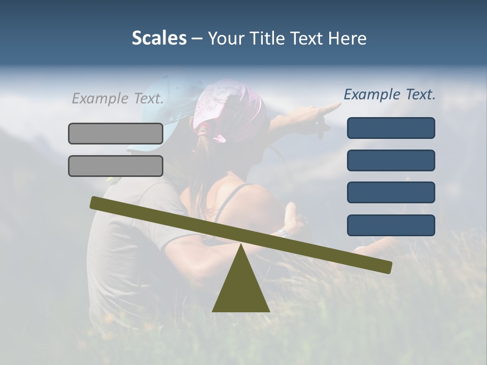 A Couple Of People Sitting On Top Of A Grass Covered Field PowerPoint Template