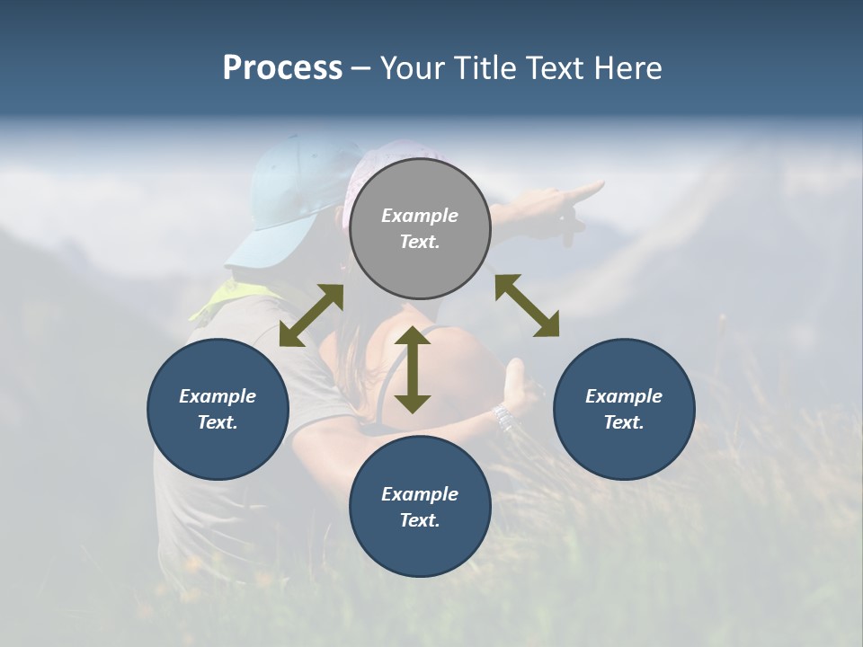 A Couple Of People Sitting On Top Of A Grass Covered Field PowerPoint Template
