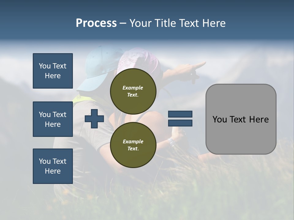A Couple Of People Sitting On Top Of A Grass Covered Field PowerPoint Template