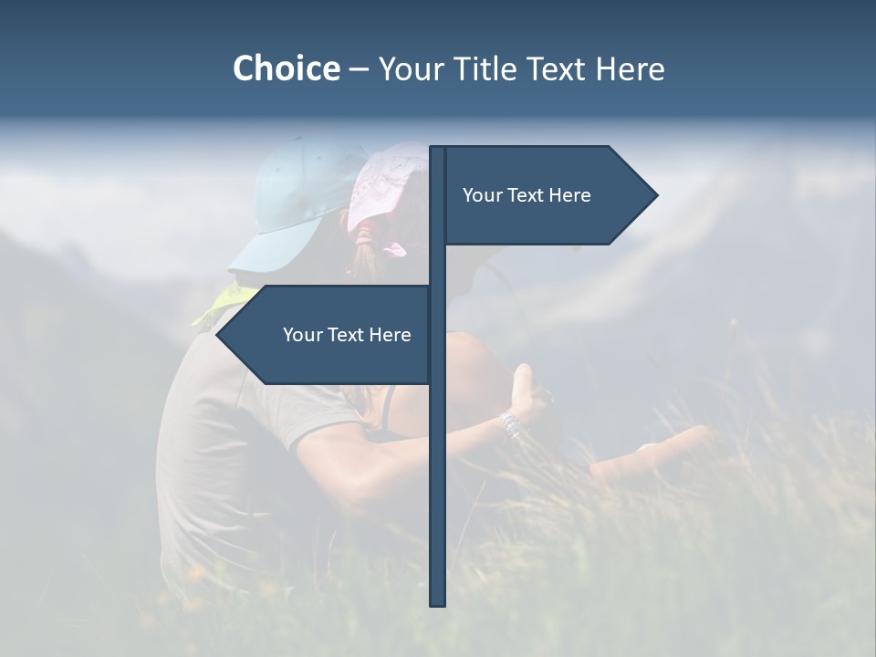 A Couple Of People Sitting On Top Of A Grass Covered Field PowerPoint Template