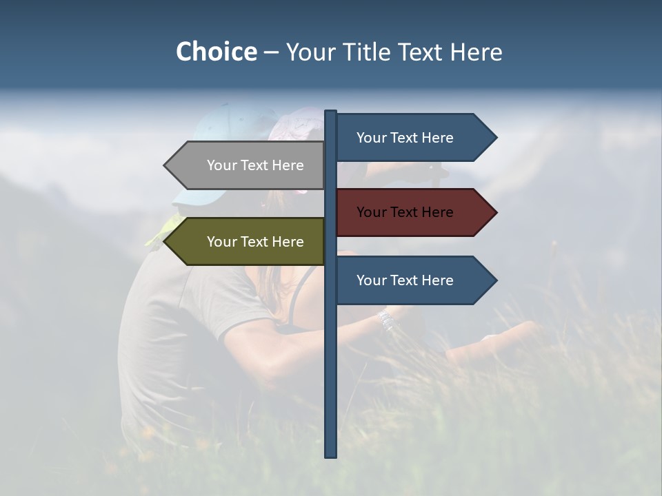 A Couple Of People Sitting On Top Of A Grass Covered Field PowerPoint Template