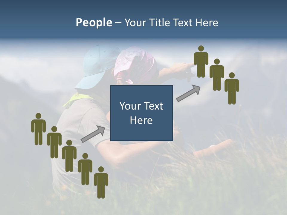 A Couple Of People Sitting On Top Of A Grass Covered Field PowerPoint Template