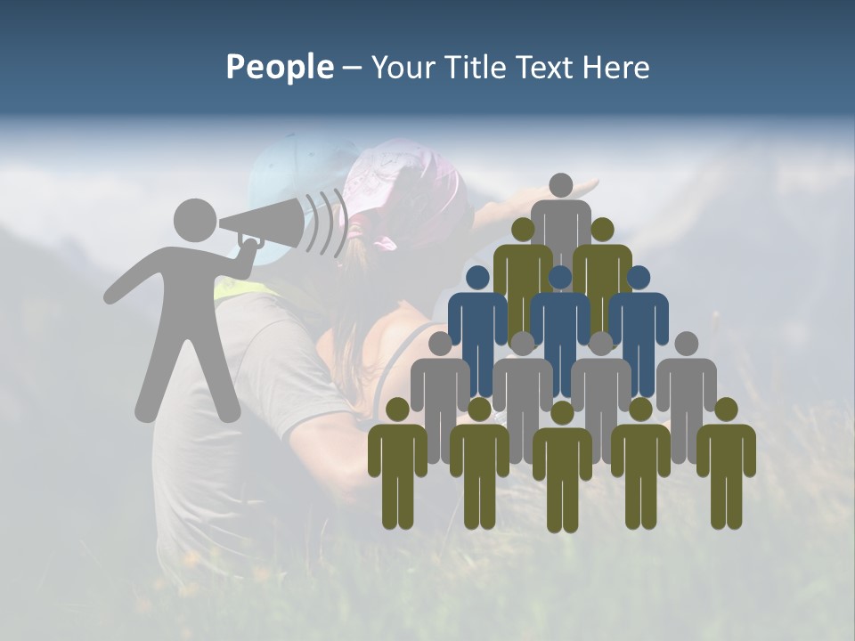 A Couple Of People Sitting On Top Of A Grass Covered Field PowerPoint Template