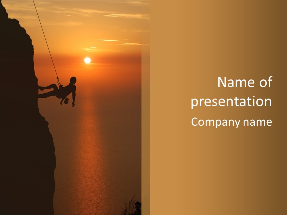 Rappelling View Hiking PowerPoint Template