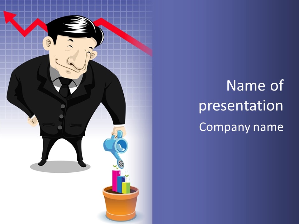 A Man In A Suit Is Looking At A Bar Chart PowerPoint Template