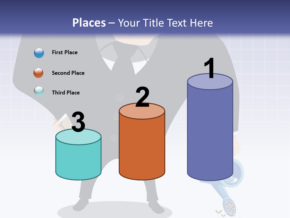 A Man In A Suit Is Looking At A Bar Chart PowerPoint Template