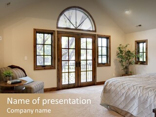 Sofa Window Brown PowerPoint Template