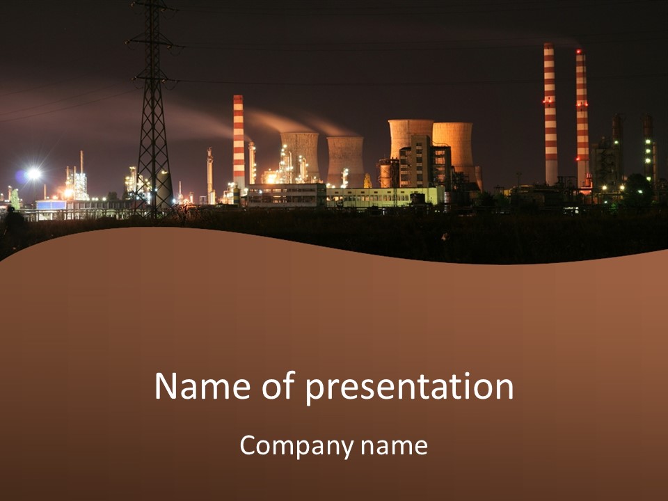 Factory Gasoline Chimney PowerPoint Template