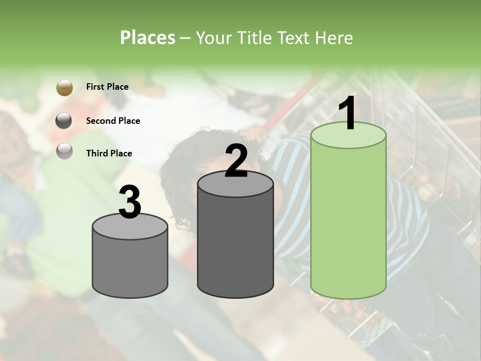 A Young Boy Standing In Front Of A Shopping Cart PowerPoint Template